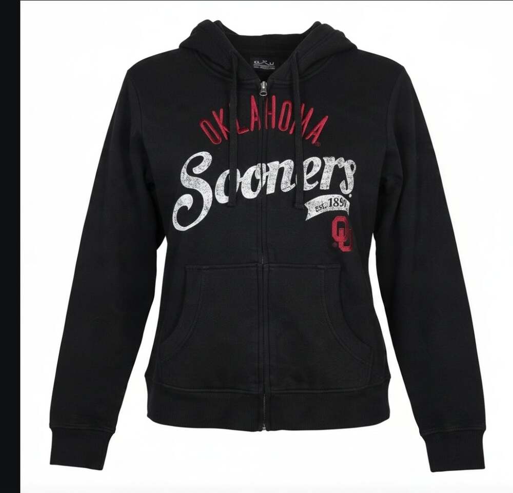 G-III for Her Alyssa Milano Oklahoma Sooners Full Zip Hoodie Black NCAA Football